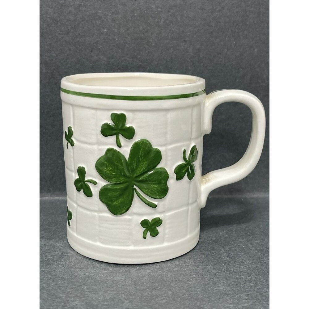 Vintage Lefton China Green Shamrock Beer Mug Marked 817